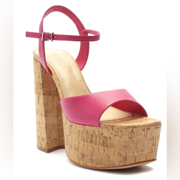 SCHUTZ Shoes - SALE NWT - Schutz Glayce Nappa Pink Platform Leather Cork Heeled Sandal Size 9